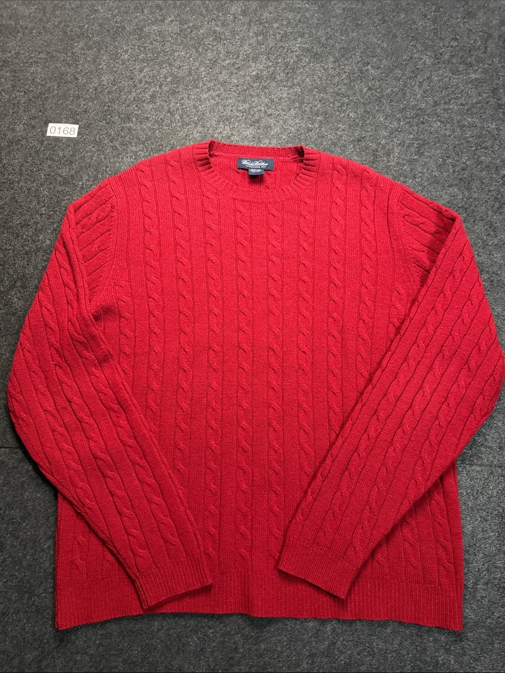 Brooks Brothers Red Cable-Knit Crewneck Sweater
